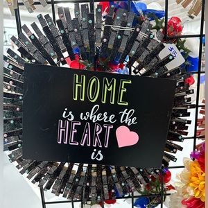 Handmade one of a kind clothespin wreath wall decor